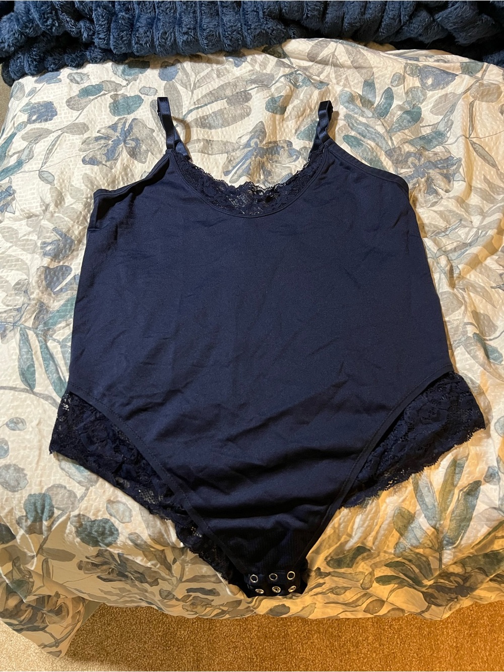 Torrid Curve Navy Blue Lacy Bodysuit, NWOT